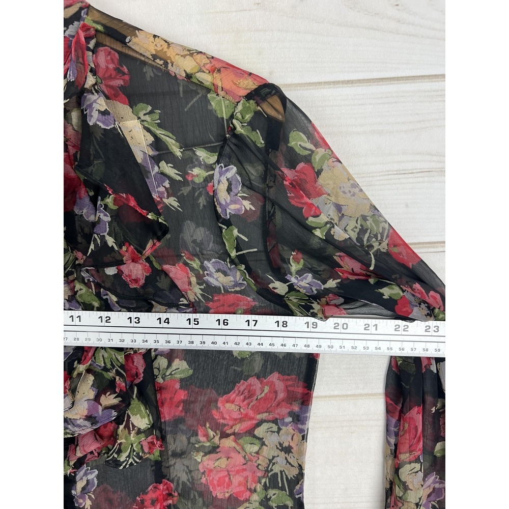 Lauren Ralph Lauren Blouse Skirt Set Womens Medium Floral Sheer Ruffle Whimiscal - Picture 6 of 13